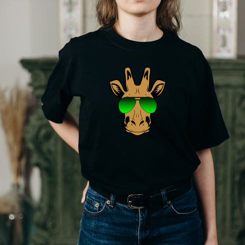 Giraffe with Sunglasses Crewneck T-Shirt-Unisex